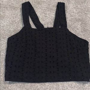black eyelet material crop top